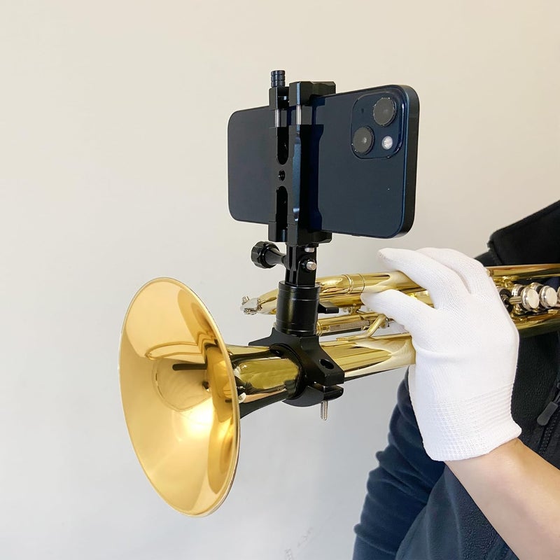Smallan Musical Instrument Phone Stand for Low Brass Lyre,Mount Your Phone to Trombone Flugelhorn Euphonium Marching Baritone Mellophone Ultralight Aluminium Alloy Black (Black) - Image 2